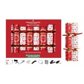 Premium Green - 8 Luxury Crackers with Placecards - Red & White